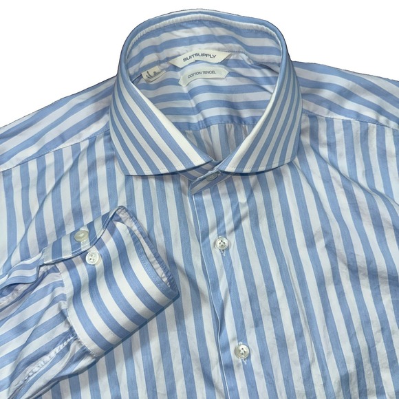 Suitsupply Other - Suitsupply Shirt Size 42/16.5 Blue Striped Long Sleeve Button Up Extra Slim Fit